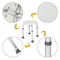 Adjustable Medical Shower Chair Bath Tub Seat Bench Stool Round Seat White
