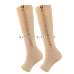 Open Toe Zipper Compression Socks Support Graduated Stockings Unisex 20-30mmHg