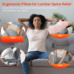 3-in-1 Electric Lumbar Support Pillow for Bed and Chair, Triple Fusion Back Mass