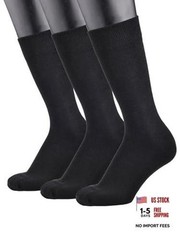 Men’s Premium Soft Combed Cotton Trouser Dress Socks Seamless Toe 10-13 Black