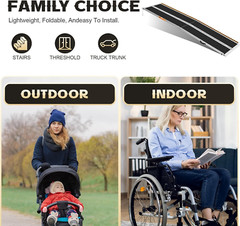 FACHNUO 10FT Aluminum Folding Wheelchair Ramp – 800LBS Capacity, Non-Skid