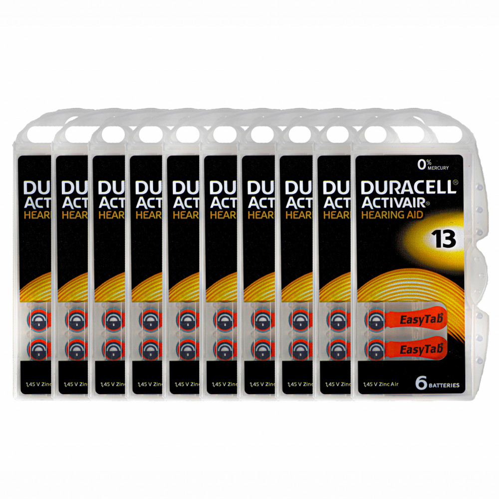 Duracell NOT CHILD RESISTANT EasyTab Hearing Aid Batteries, Size 13 (60 Total)