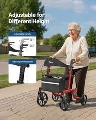 All Terrain Folding Rollator Walker for Seniors with Seat Lightweight Adjustable