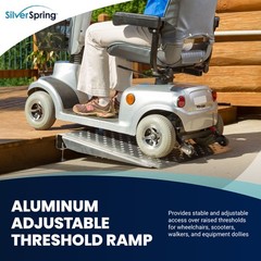 Silver Spring 36 Inch Adjustable Aluminum Wheelchair Door Threshold Ramp, Silver
