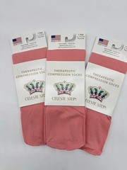 3 Pairs -Celeste Stein Therapeutic Compressions Women’s Socks -Peach