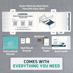 Lunderg Under Mattress Bed Alarm for Elderly Adults – Wireless Sensor Pad