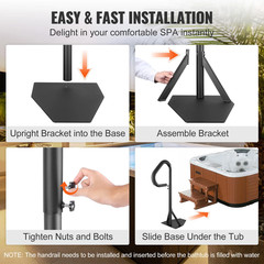 Succebuy 360Rotatable Hot Tub Handrail Spa Side Hand Rail Adjustable Height W/ S