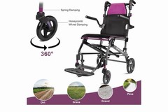 WHLICKS Ultra Lightweight Foldable Transport Wheelchair 19.4 lbs