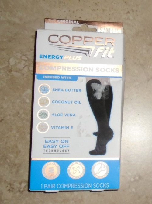 NEW Copper Fit Energy Plus Compression Socks Knee High Black S/M