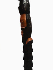43″ Hand Carved Painted Wood Walking Stick Cane Warrior Wood Bearded Snake Man