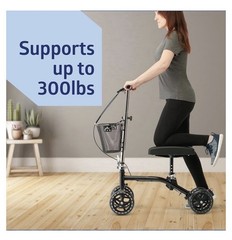 Medline Steerable Knee Walker Scooter w/ Basket Adjustable 300 lb Black