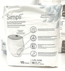 40 Count Simpli Adult L/XL Natural Plant-Based Super-Absorbent Underwear 38”-64”