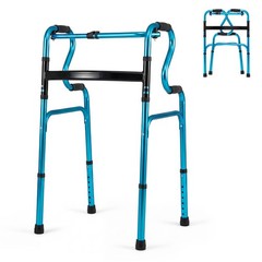 Costway One-button Folding Walker Aluminum Walking Frame w/ Adjustable Height