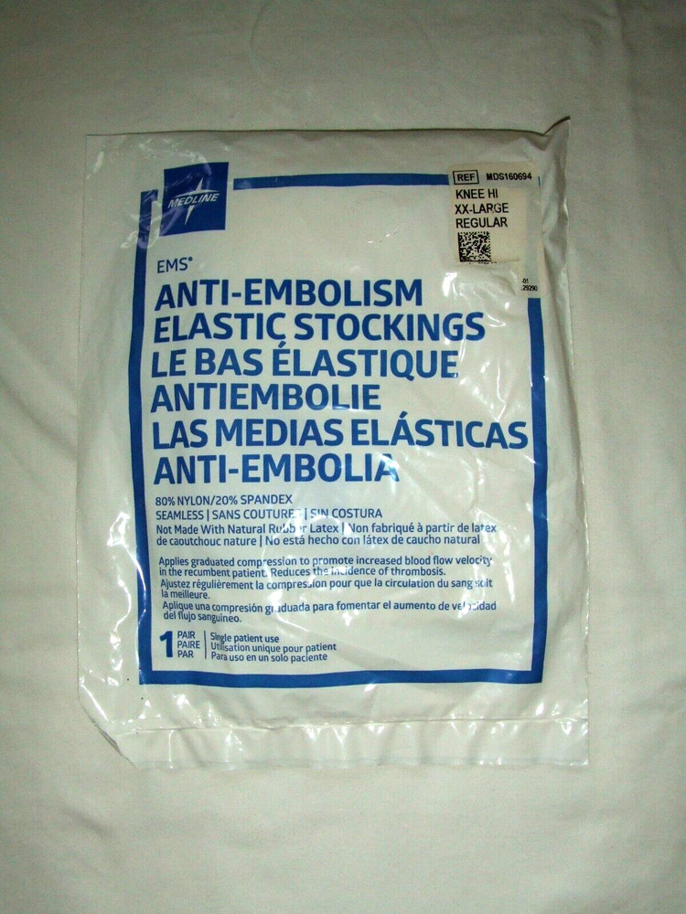 Medline EMS Anti-Embolism Elastic Stockings Knee Hi XX-Large Regular 3 Pairs ~ o