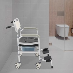 Rolling Shower Wheelchair Foldable Height Adjustable Toilet Chair 380 lbs