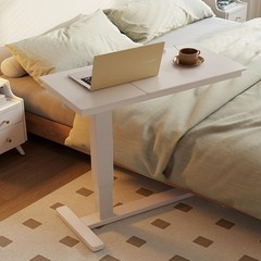 Solid Wood Overbed Bedside Table with Wheels, Adjustable Medical Tilt Top Hospit