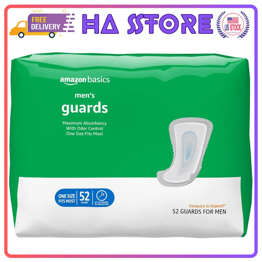 Amazon Basics Men’s Incontinence Guards, Maximum Absorbency, 52 Count