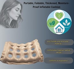 Breathable Inflatable Seat Cushion, 15.75“ for Back and Buttocks Relief – Beige