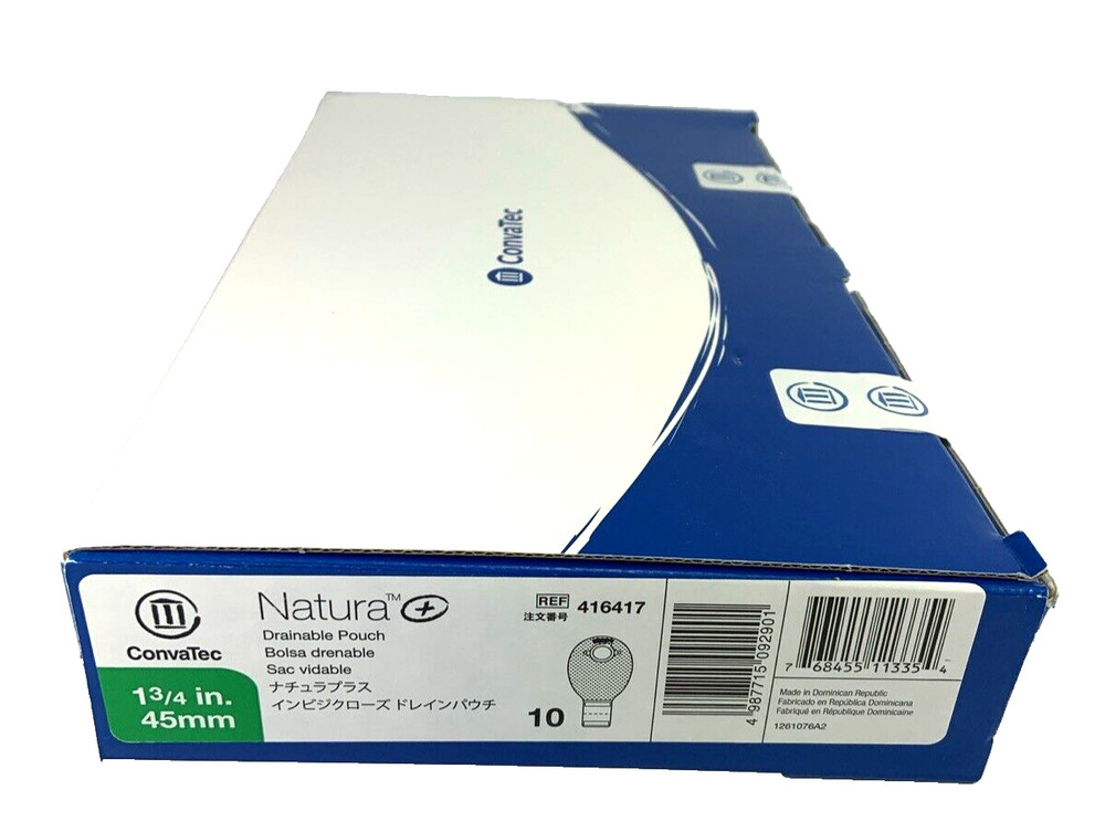10 Convatec 416417 Natura Drainable Pouches 1-3/4″ Flange Exp 27-29