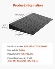 Vevor 4 Rise Rubber Threshold Ramp 3 Channels Cord Cover Wheelchair Ramp