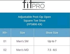 Fitpro Adjustable Post-OP Open Square Toe Shoe, Medium, Men