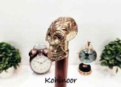 Vintage Trekking Hiking Antique Brass Nautical Decorative Skull Head Handle Cane