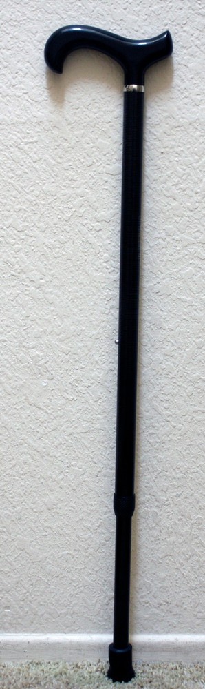 Black/Dark Gray Carbon Fiber Cane Mobility Aid Walking Stick, Adjustable, Strong