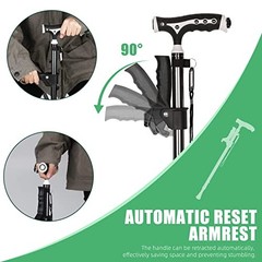 Hold 440 Lbs Walking Cane for Men & Women Aluminum Alloy Lightweight Black