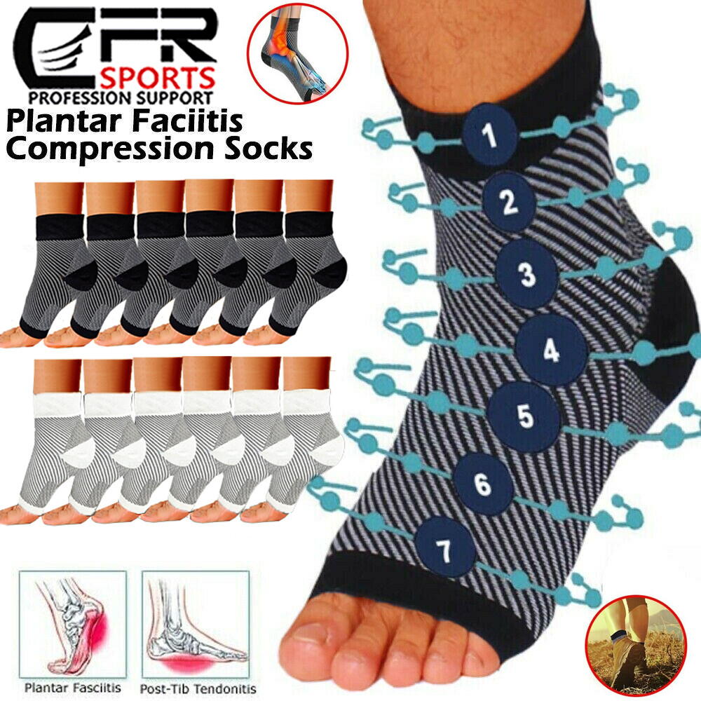 Foot Plantar Fasciitis Arch Support Compression Socks Ankle Heel Brace Copper HG