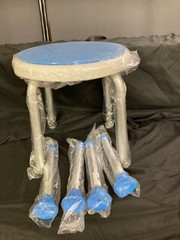 Adjustable Bath Shower Swivel Non Slip Stool Seat Blue Silver Vaunn Medical New