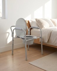 Drive Bedside Commode Chair, Gray, Adjustable Height, Padded Armrests & Lid