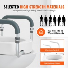 VEVOR Raised Toilet Seat 3.5″ Raised 300lbs for Round Toilet w/arms for Elderly
