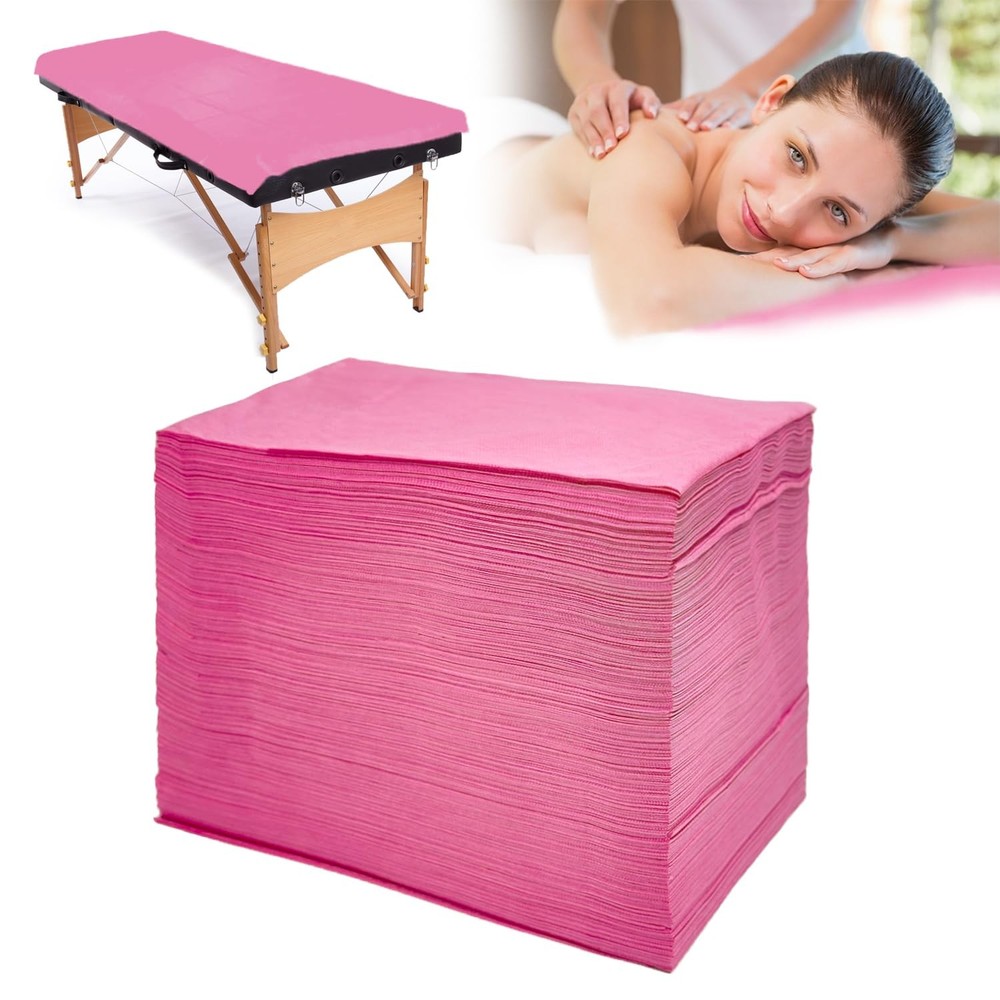 100Pcs Disposable Massage Table Sheets 31″ x 71″ Non-Woven Fabric Pink