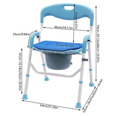 Blue EVA 21.26 *20.47-24.4*29.13-33.07in Shower Folding Toilet Seat With Commode