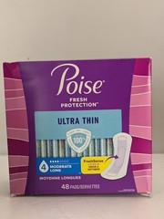 Poise Ultra Thin Panty Pads Liner Bladder Leaks Moderate Flow 48 pads Dented Box