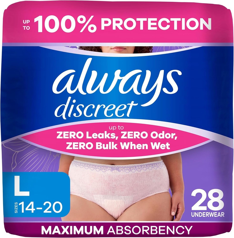 Always Discreet Adult Diapers Women Large 28ct Max Absorbency Incontinence