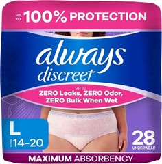 Always Discreet Adult Diapers Women Large 28ct Max Absorbency Incontinence