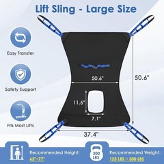 Hoyer Sling Patient Lift for Home Use Toileting Transfer Belt with Opening Medic