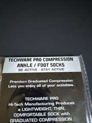 TechWare Pro Compression Ankle/Foot Socks- Size M Unisex; 1 Pair Black/Grey