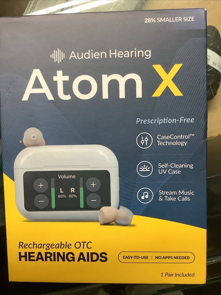 BRAND NEW Audien Hearing ATOM X – Rechargeable OTC Hearing Aids – Latest Model