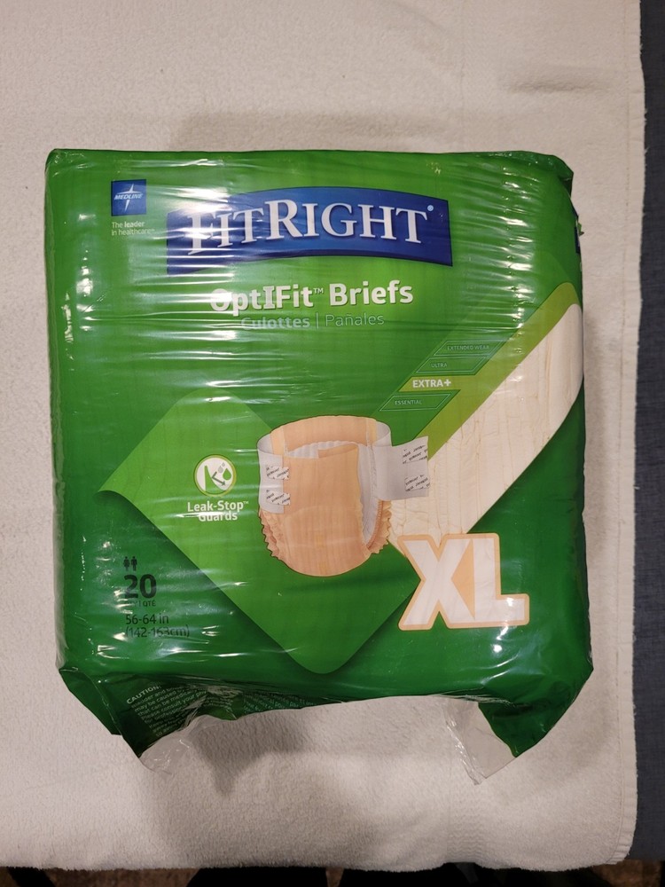 Medline FitRight Adult Diapers XL Ultra Optifit Briefs 20 Count Incontinence