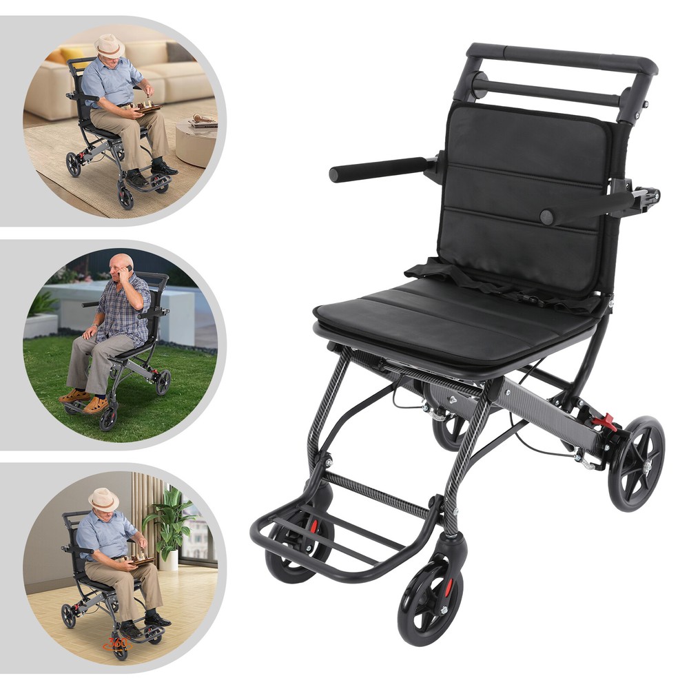 Portable Foldable Transport Wheelchair Traveling Fold Wheel Chair 100kg/220.46lb