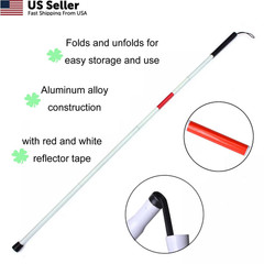 Baitaihem Folding Blind Cane Reflective Red Pack of 1, White,Red