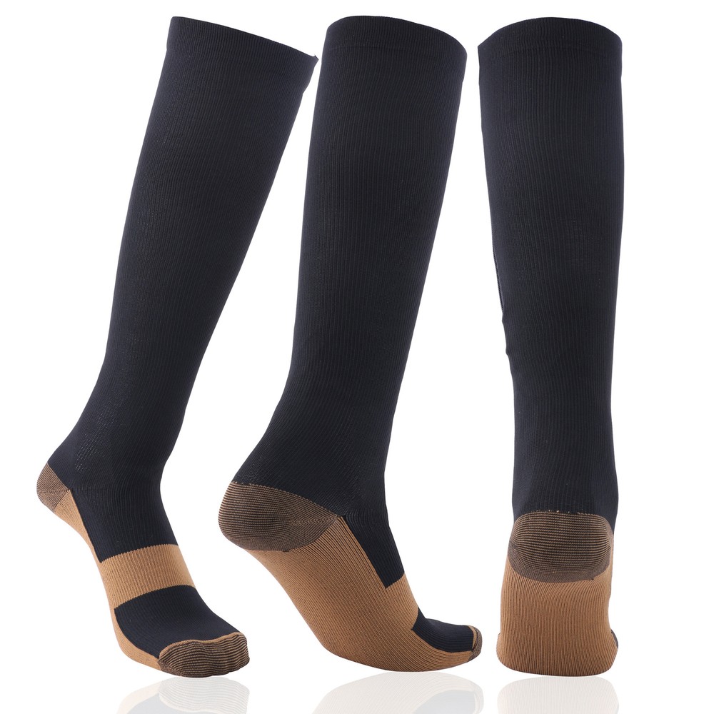 Copper Closed Toe Compression Socks Leg Calf Ankle Support Men Women S-XL