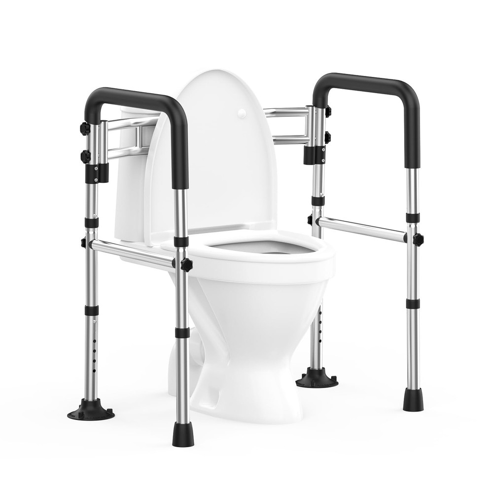 Upgraded Toilet Safety Rails 380LBS, Stainless Steel Toilet Rail Frame, Adjus…