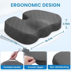 Seat Cushion – Memory Foam Cushion for Office Chair, Car Seat, Airplane, Blea…