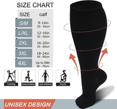 Wide Calf Compression Socks for Men 15-20mmHg Diabetic Socks S-XXXL Plus Size
