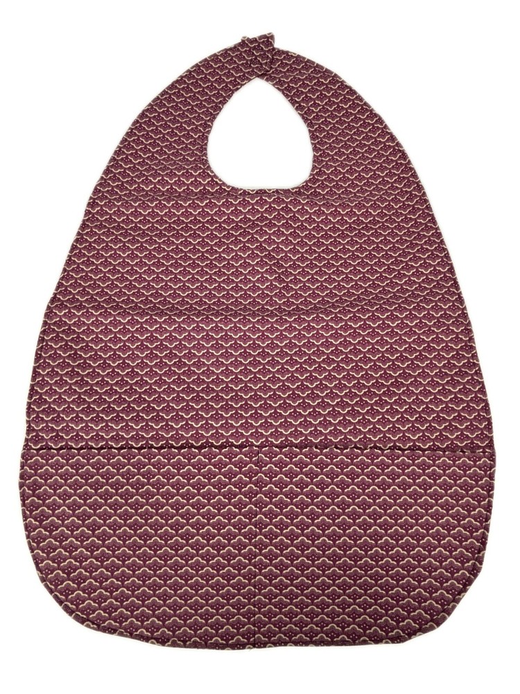 Burgundy Red Beige Adult Bib Washable 2 Pocket Craft Clothes Protection