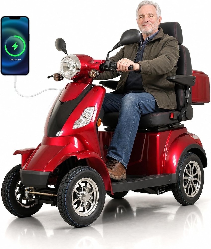 HS4W-A2R Heavy Duty 4 Wheel Mobility Scooters for Seniors & Adults 1000W 60V