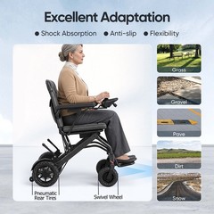 Lightweight Foldable Electric Wheelchair Intelligent All Terrain 25Miles 330lb
